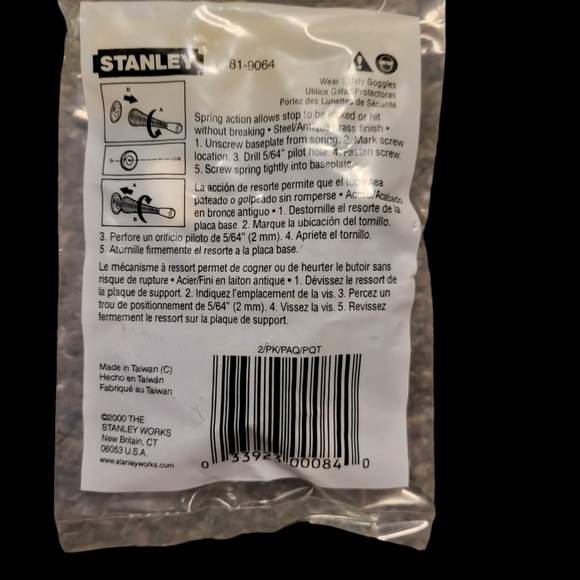 41 pkgs. Stanley Hardware 81-9064 Spring Doorstop in Antique Brass S819-064 - Picture 5 of 5